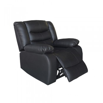 Single Seater Recliner Chair - Doris Faux Leather Armchair with Sturdy Wooden Frame in Black