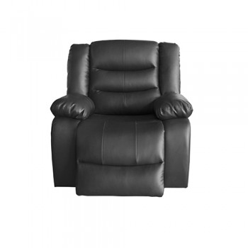 Single Seater Recliner Chair - Doris Faux Leather Armchair with Sturdy Wooden Frame in Black