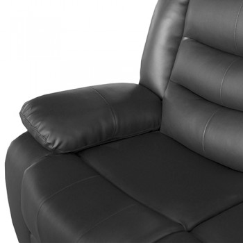 Single Seater Recliner Chair - Doris Faux Leather Armchair with Sturdy Wooden Frame in Black