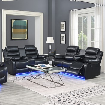 Arabella 3R+2R Manual Recliner Sofa Set in Finest Leatherette with LED Light
