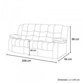 Doris 3 Seater Recliner Sofa Faux Leather Couch Multiple Colour