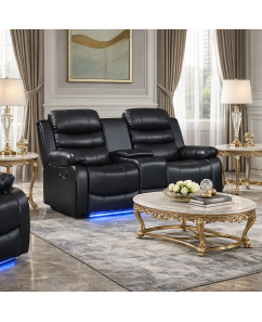 Arabella 2 Seater Leatherette Recliner Sofa with LED Lights