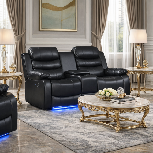 Arabella 2 Seater Leatherette Recliner Sofa with LED Lights