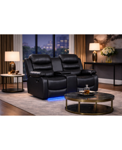 Arabella 2 Seater Leatherette Recliner Sofa with LED Lights