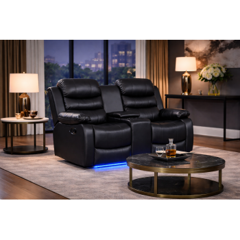 Arabella 2 Seater Leatherette Recliner Sofa with LED Lights