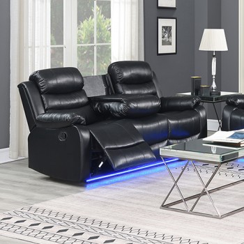 Arabella 3 Seater Leatherette Recliner Sofa with LED Lights