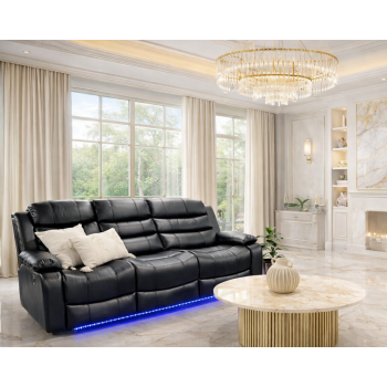 Arabella 3 Seater Leatherette Recliner Sofa with LED Lights