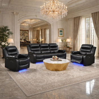 Arabella 3R+1R+1R Seater Leatherette Recliner Sofa with LED Lights