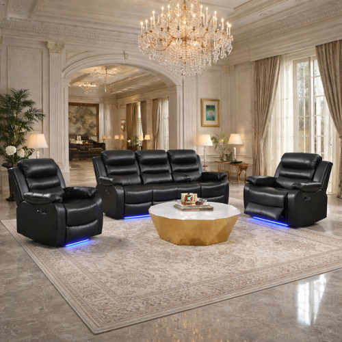 Arabella 3R+1R+1R Seater Leatherette Recliner Sofa with LED Lights