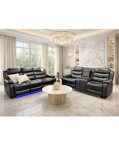 Arabella 3R+2R Seater Leatherette Recliner Sofa with LED Lights