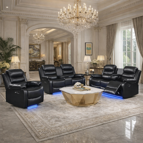 Arabella 3R+2R+1R Seater Leatherette Recliner Sofa with LED Lights