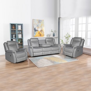 Bently 3R+1R+1R Seater Fabric Power Recliner with USB & Cup Holders 