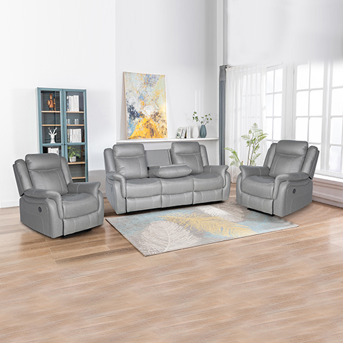 Bently 3R+1R+1R Seater Fabric Power Recliner with USB & Cup Holders 