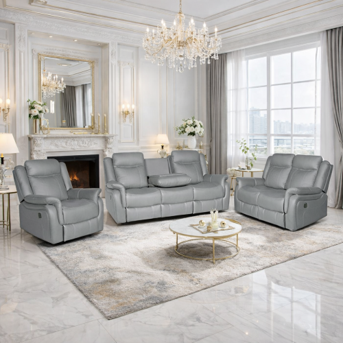 Bently 3R+2R+1R Seater Fabric Power Recliner with USB & Cup Holders 