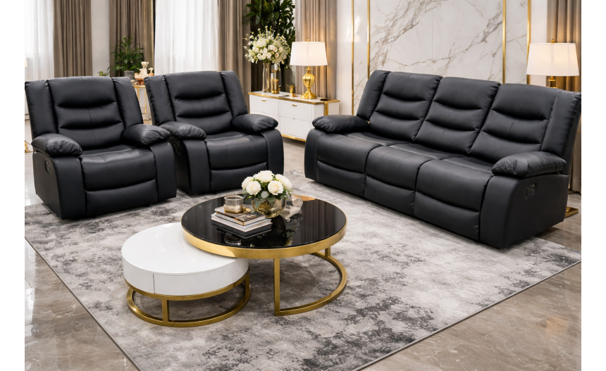Leatherette Recliner Sofa Set