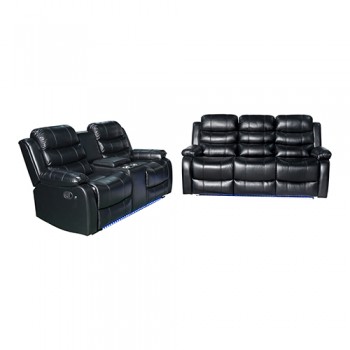 Arabella 3R+2R Manual Recliner Sofa Set in Finest Leatherette with LED Light