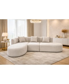Delta Luxe Comfort Light Grey Velvet Sofa with Chaise