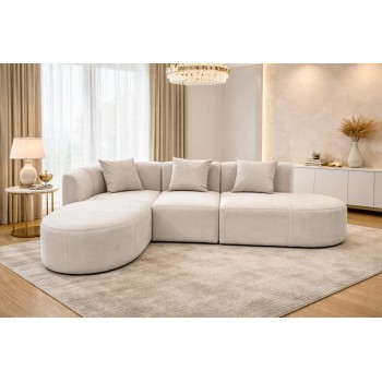 Delta Luxe Comfort Light Grey Velvet Sofa with Chaise