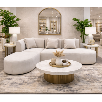 Delta Luxe Comfort Light Grey Velvet Sofa with Chaise