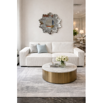 Katrina 3 Seater Fabric Sofa with Solid Wood Frame in Multiple Color  
