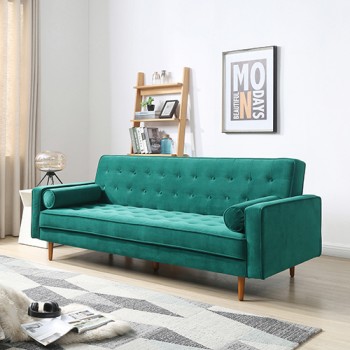 Velvet 3 Seater Sofa Bed – Luxurious Green Couch with Adjustable Click-Clack Comfort