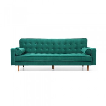 Velvet 3 Seater Sofa Bed – Luxurious Green Couch with Adjustable Click-Clack Comfort