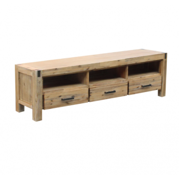 Nikoly Solid Acacia TV Cabinet with Drawers and Open Shelves