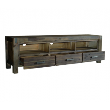 Nikoly Solid Acacia TV Cabinet with Drawers and Open Shelves