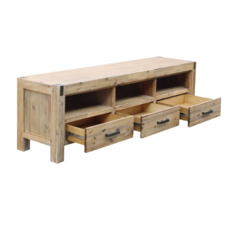 Nikoly Solid Acacia TV Cabinet with Drawers and Open Shelves